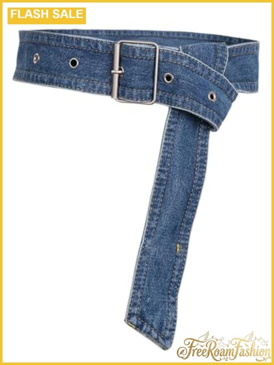 Accessories - Denim Waist Belt Round Buckle Wide Elastic Jean Belt for Pants Dress